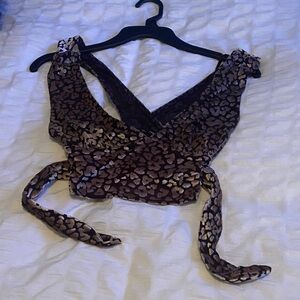 Urban Outfitters Brown Leopard Crop Top